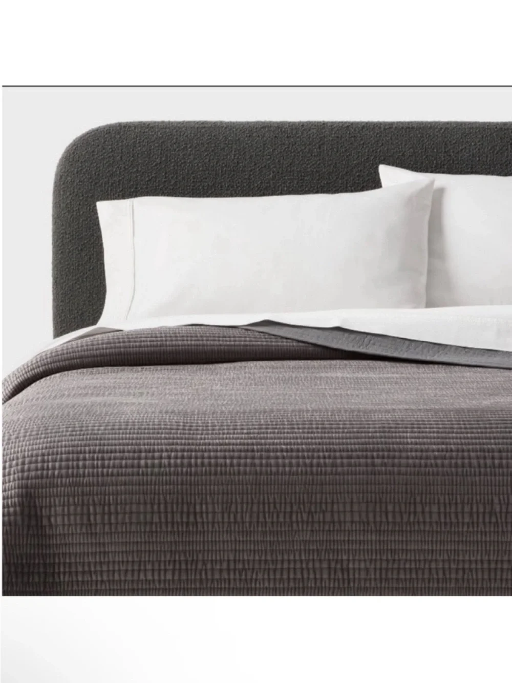NWT Full/Queen Ruched Velvet Quilt Gray - Threshold